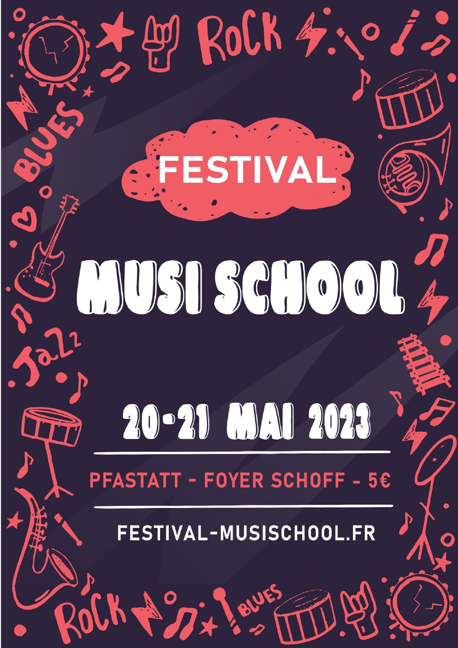Affiche du festival Musi'School réalisée bénévolement par Axelle CreaWeb