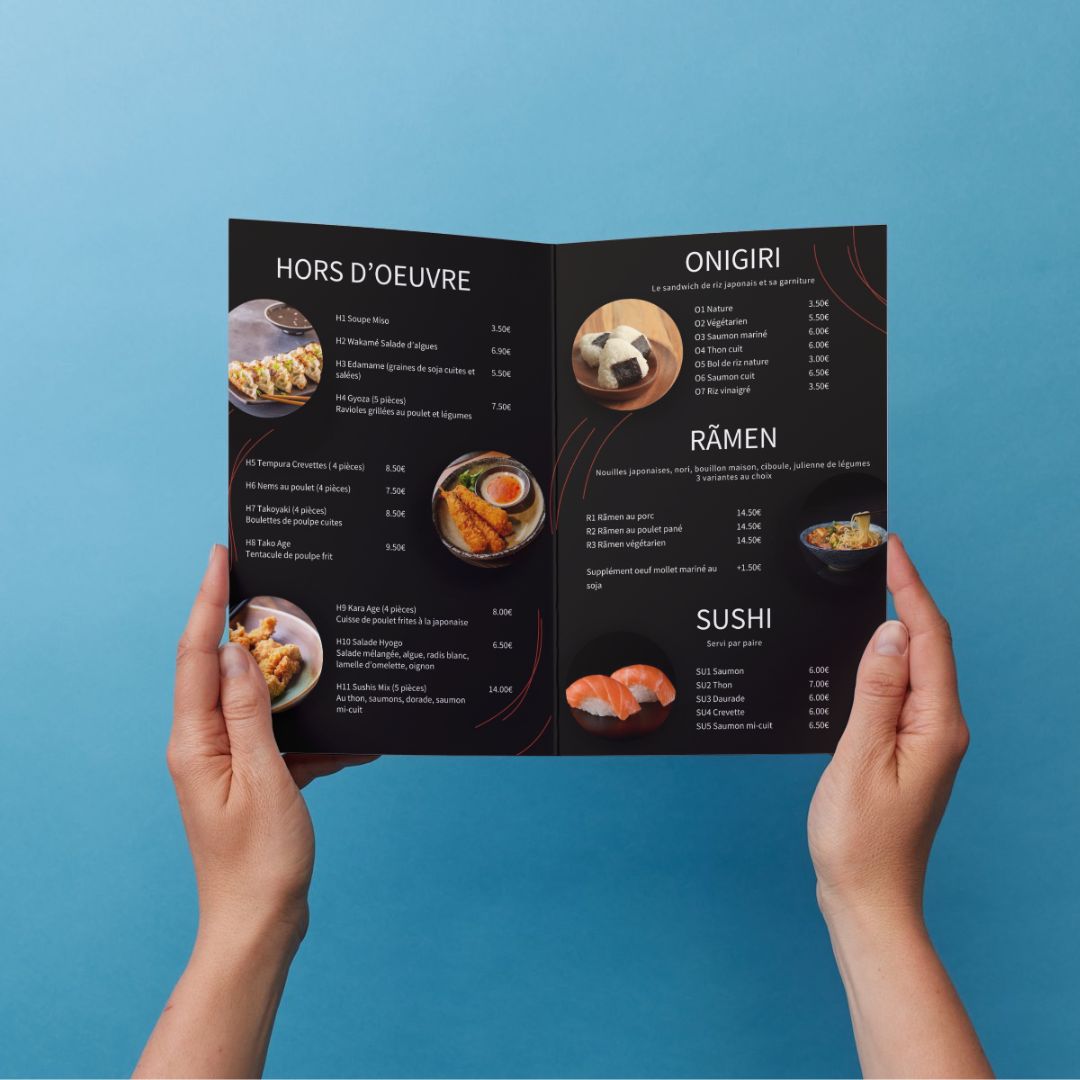 Carte pour le restaurant Hyogo région Poitiers