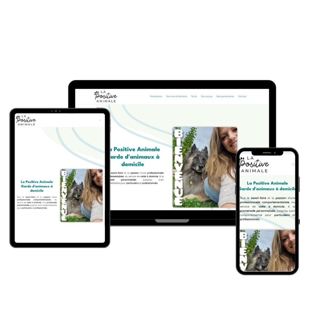 site internet de la positive animale pour le portfolio de axelle creaweb