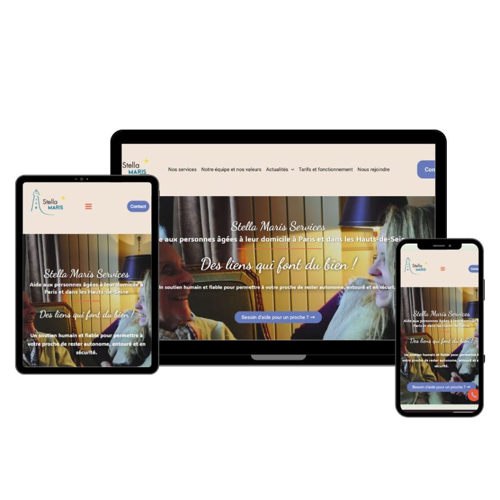 site internet de stella maris services sur trois ecrans numeriques